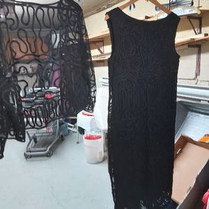 GORGEOUS BLACK ELEGANT DRESS / LINED /WITH BOLERO/ COLEBROOK WINDSMOORE/ SIZE 14